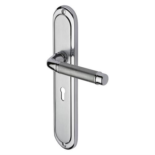 M.Marcus Heritage Brass Saturn Long Door Handle on Backplate - Pair
