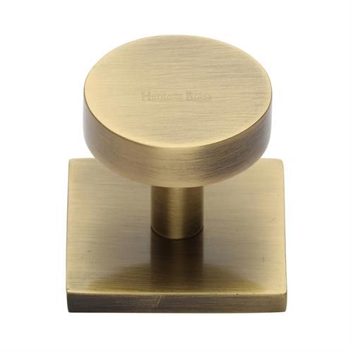 M.Marcus Heritage Brass Disc Cupboard Knob on Square Backplate