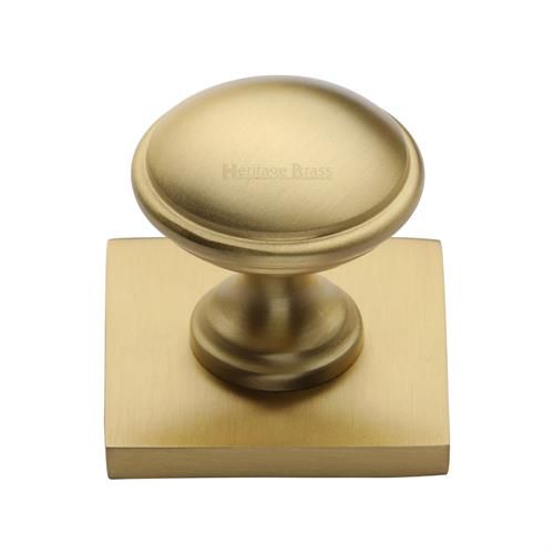 M.Marcus Heritage Brass Domed Cupboard Knob on Square Backplate