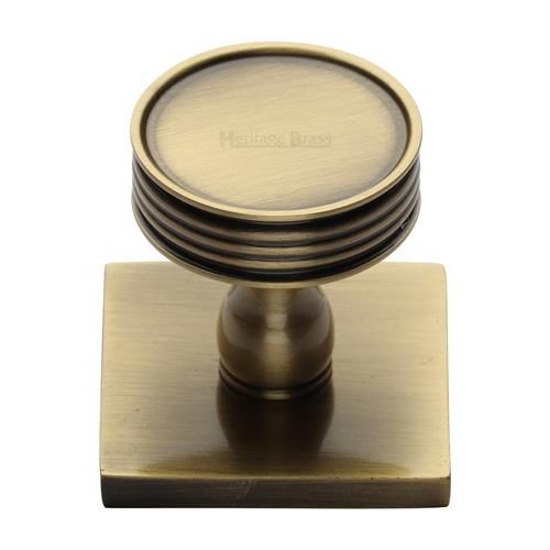 M.Marcus Heritage Brass Venetian Cupboard Knob on Square Backplate