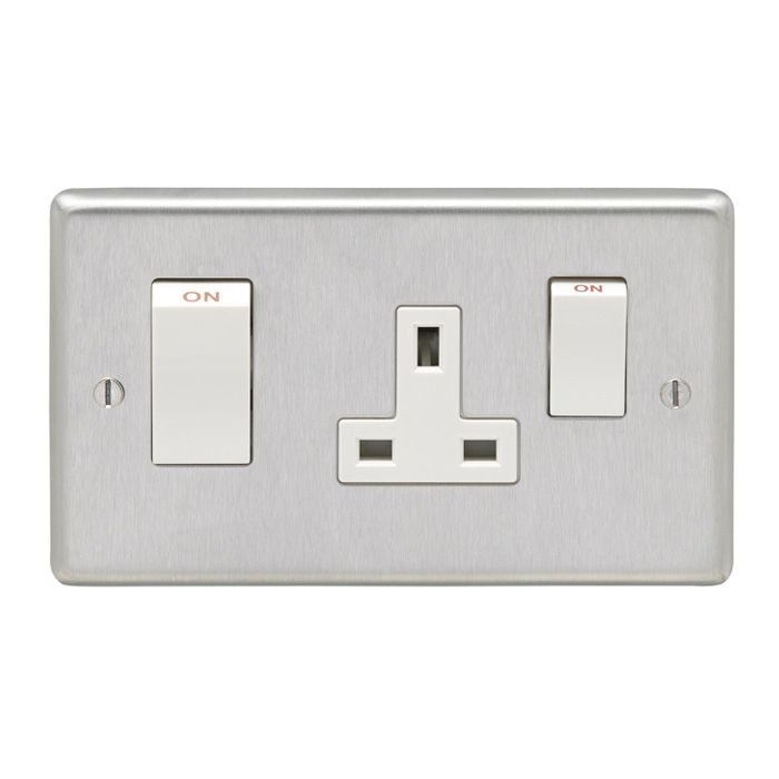 Eurolite - Stainless - 45Amp Switch with Socket - Satin Stainless Steel