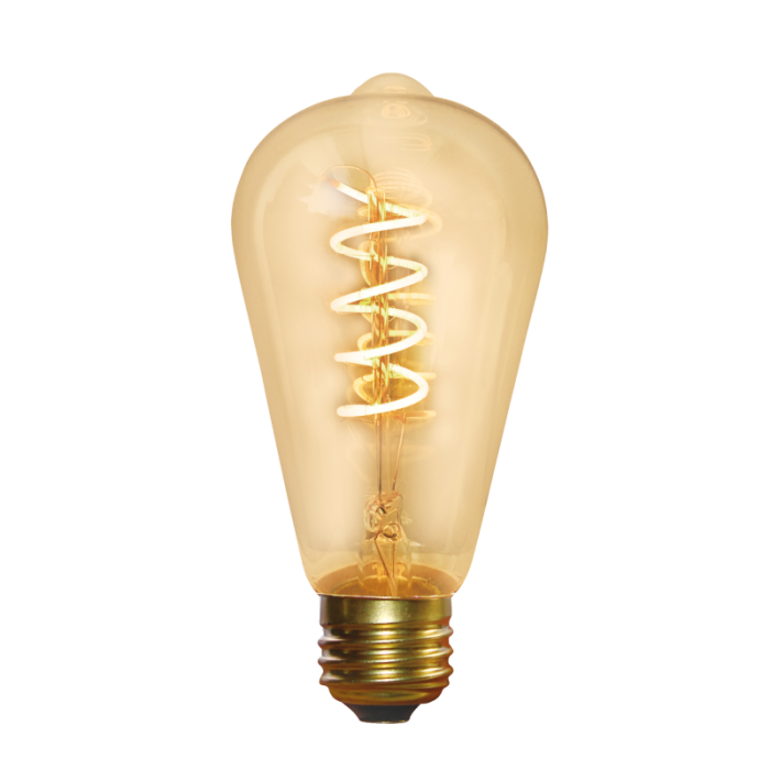 Industville - Vintage LED Spira Edison Bulb - 5W E27 Pear ST64 - Amber