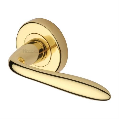 M.Marcus Heritage Brass Sutton Door Handle on Round Rose - Pair