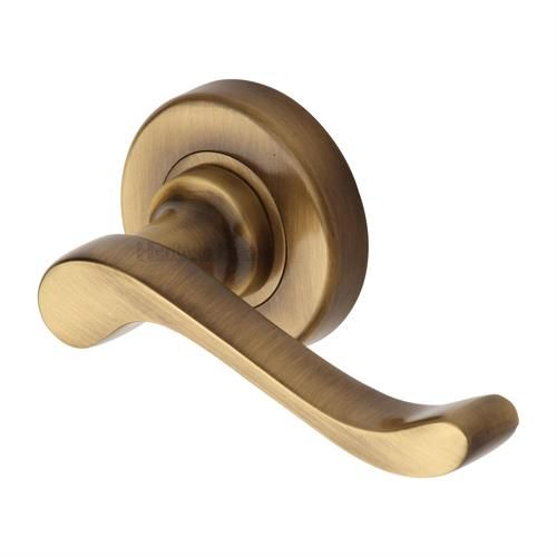 M.Marcus Heritage Brass Bedford Door Handle on Round Rose - Pair
