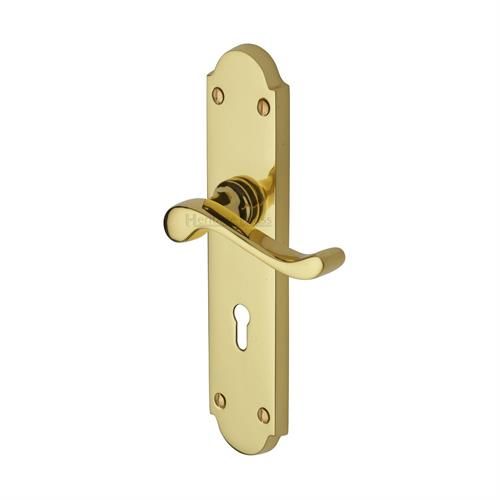 M.Marcus Heritage Brass Savoy Long Door Handle on Backplate - Pair