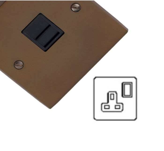 M.Marcus Heritage Brass - Contractor Plain Plate - Single Socket (13 Amp) - Victorian Bronze