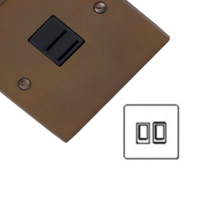 M.Marcus Heritage Brass - Contractor Plain Plate - 2 Gang Rocker Switch (6 Amp) - Victorian Bronze