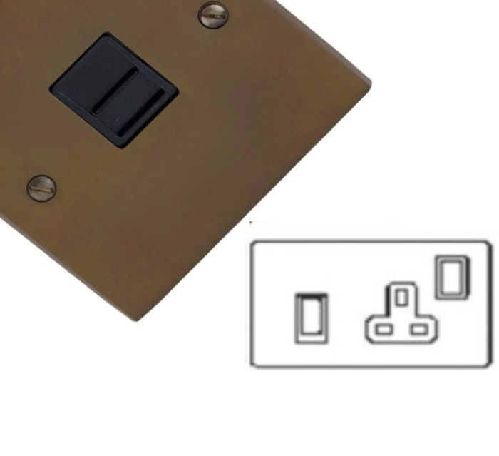M.Marcus Heritage Brass - Contractor Plain Plate - 45A Cooker Unit + 13A Socket - Victorian Bronze