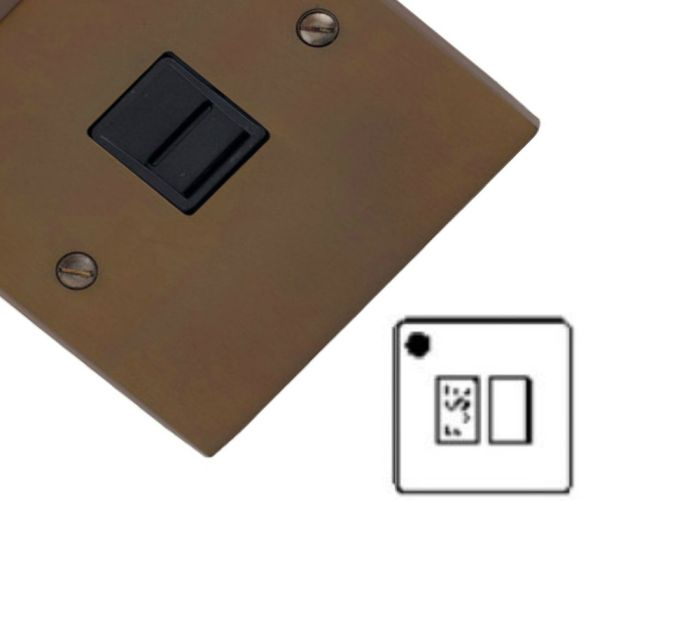 M.Marcus Heritage Brass - Contractor Plain Plate - Switched Spur with Neon (13 Amp) - Victorian Bronze