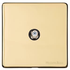 Heritage Brass Vintage Range Unlacquered Polished Brass, XUL - 1 Gang Satellite Socket
