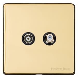 Heritage Brass Vintage Range Unlacquered Polished Brass, XUL - TV/Satellite Socket