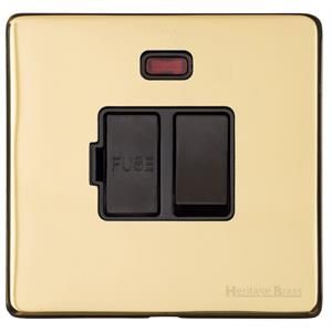 Heritage Brass Vintage Range Unlacquered Polished Brass, XUL - Switched Spur with Neon (13 Amp)