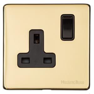 Heritage Brass Vintage Range Unlacquered Polished Brass, XUL - Single Socket (13 Amp)