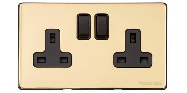 Heritage Brass Vintage Range Polished Brass, X01 - Double Socket (13 Amp)