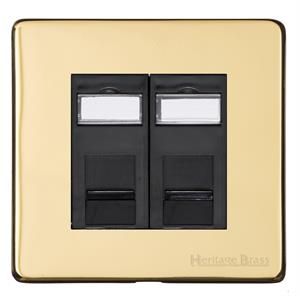 Heritage Brass Vintage Range Unlacquered Polished Brass, XUL - 2 Gang Secondary Line Socket