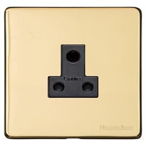 Heritage Brass Vintage Range Unlacquered Polished Brass, XUL - 5 Amp 3 Round Pin Socket