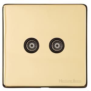 Heritage Brass Vintage Range Unlacquered Polished Brass, XUL - TV/FM Diplexed Socket