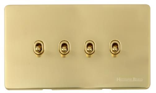 Heritage Brass Vintage Range Polished Brass, X01 - 4 Gang Stockholm Toggle