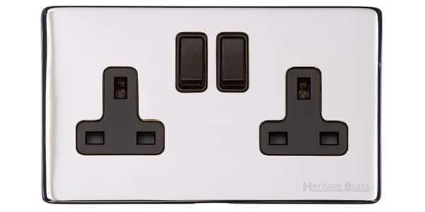 Heritage Brass Vintage Range Polished Chrome, X02 - Double Socket (13 Amp)