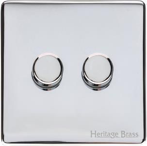 Heritage Brass Vintage Range Polished Chrome, X02 - 2 Gang Dimmer 400 watts (Compatible with halogen/ incandescent bulbs)