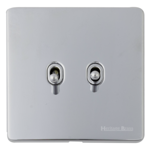 Heritage Brass Vintage Range Polished Chrome, X02 - 2 Gang Stockholm Toggle