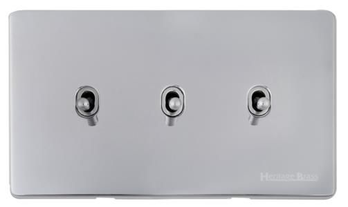 Heritage Brass Vintage Range Polished Chrome, X02 - 3 Gang Stockholm Toggle