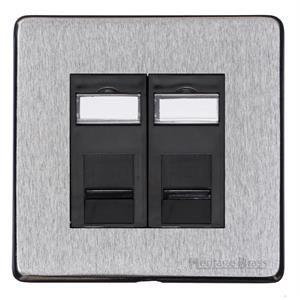 Heritage Brass Vintage Range Satin Chrome, X03 - 2 Gang RJ45