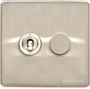 Heritage Brass Vintage Range Satin Nickel, X05 - 2G Mixed Toggle Dimmer Switch 1xToggle 1xTED