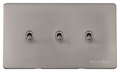 Heritage Brass Vintage Range Satin Nickel, X05 - 3 Gang Stockholm Toggle