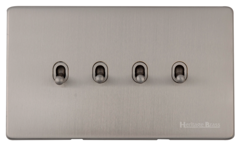 Heritage Brass Vintage Range Satin Nickel, X05 - 4 Gang Stockholm Toggle
