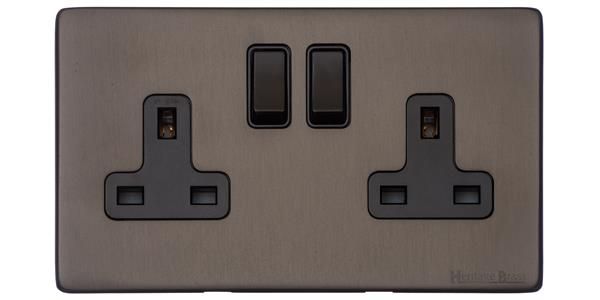 Heritage Brass Vintage Range Matt Bronze, X09 - Double Socket (13 Amp)