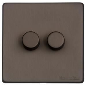 Heritage Brass Vintage Range Matt Bronze, X09 - 2 Gang TED Dimmer (Compatible with LED Lamps)