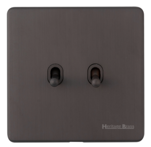 Heritage Brass Vintage Range Matt Bronze, X09 - 2 Gang Stockholm Toggle