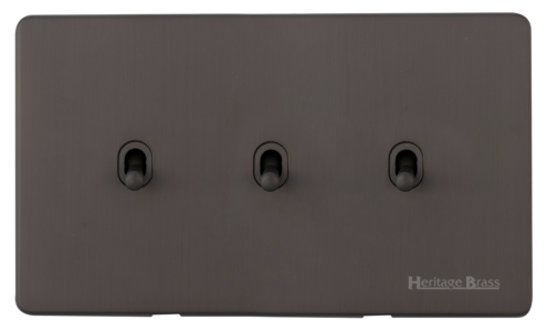Heritage Brass Vintage Range Matt Bronze, X09 - 3 Gang Stockholm Toggle