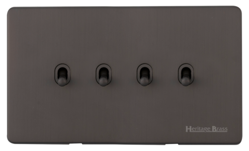 Heritage Brass Vintage Range Matt Bronze, X09 - 4 Gang Stockholm Toggle