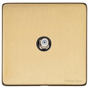 Heritage Brass Vintage Range Satin Brass, X44 - 1 Gang Satellite Socket