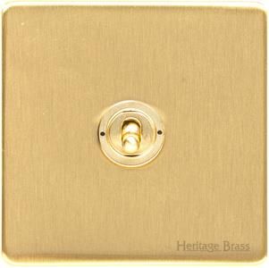 Heritage Brass Vintage Range Satin Brass, X44 - 1 Gang Toggle Switch