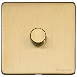 Heritage Brass Vintage Range Satin Brass, X44 - 1 Gang Dimmer 250 watts (Compatible with halogen/ incandescent bulbs)