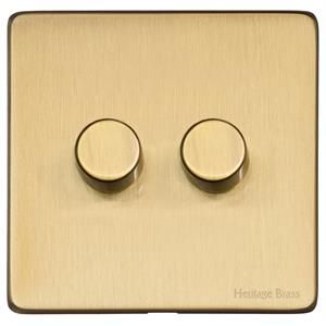 Heritage Brass Vintage Range Satin Brass, X44 - 2G Multi Location Primary Dimmer