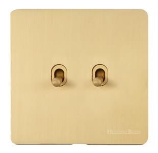 Heritage Brass Vintage Range Satin Brass, X44 - 2 Gang Stockholm Toggle