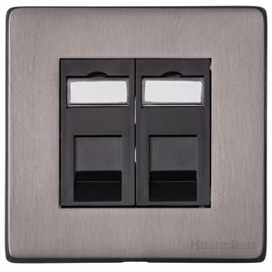 Heritage Brass Vintage Range Satin Black Nickel, X66 - 2 Gang RJ45