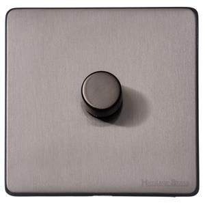 Heritage Brass Vintage Range Satin Black Nickel, X66 - 1 Gang TED Dimmer (Compatible with LED Lamps)