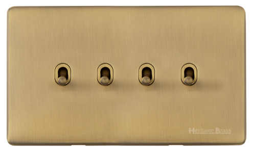 Heritage Brass Vintage Range Antique Brass, X91 - 4 Gang Stockholm Toggle