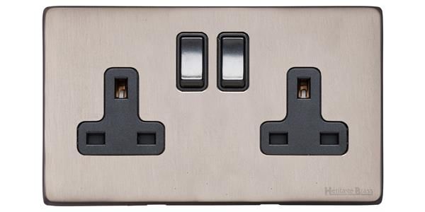 Heritage Brass Vintage Range Aged Pewter, XAP - Double Socket (13 Amp)