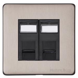 Heritage Brass Vintage Range Aged Pewter, XAP - 2 Gang RJ45