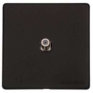Heritage Brass Vintage Range Matt Black, XBK - 1 Gang Satellite Socket