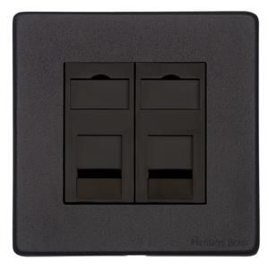 Heritage Brass Vintage Range Matt Black, XBK - 2 Gang RJ45