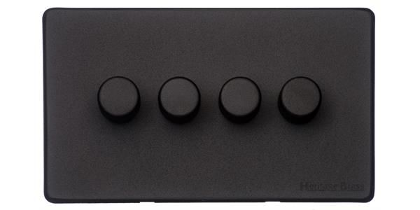 Heritage Brass Vintage Range Matt Black, XBK - 4 Gang Dimmer 400 watts(Compatible with halogen/ incandescent bulbs)