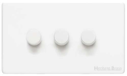 Heritage Brass Vintage Range Gloss White, XGL - 3 Gang Dimmer 250 watts (Compatible with halogen/ incandescent bulbs)