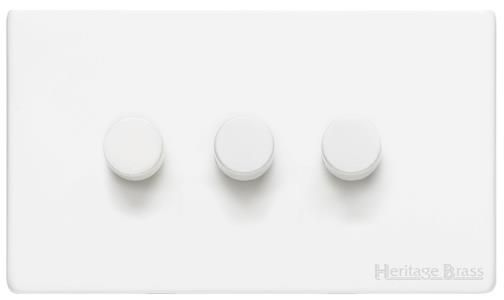 Heritage Brass Vintage Range Gloss White, XGL - 3 Gang Dimmer 400 watts (Compatible with halogen/ incandescent bulbs)